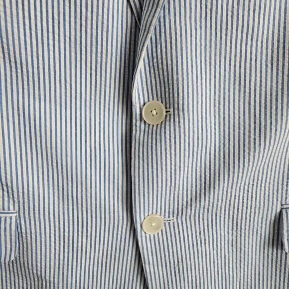 Lauren Ralph Lauren Mens Blue/White Striped Seersucker Blazer Sz 44R Quiet Lux - Picture 5 of 11